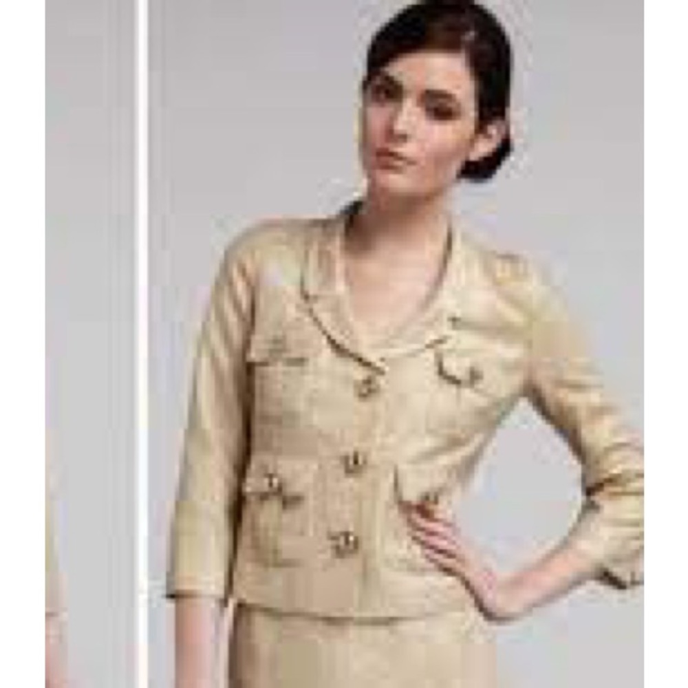 Kate Spade Champagne Gold Metallic Tweed Jacket Gem